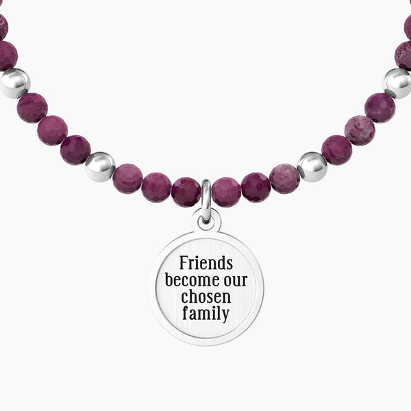 Bracciale amica con agata fucsia e ciondolo "Amici" - Gioielleria Fondente