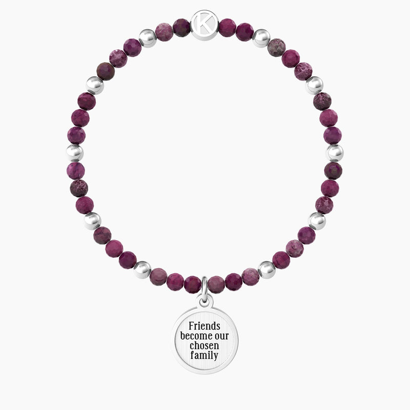 Bracciale amica con agata fucsia e ciondolo "Amici" - Gioielleria Fondente