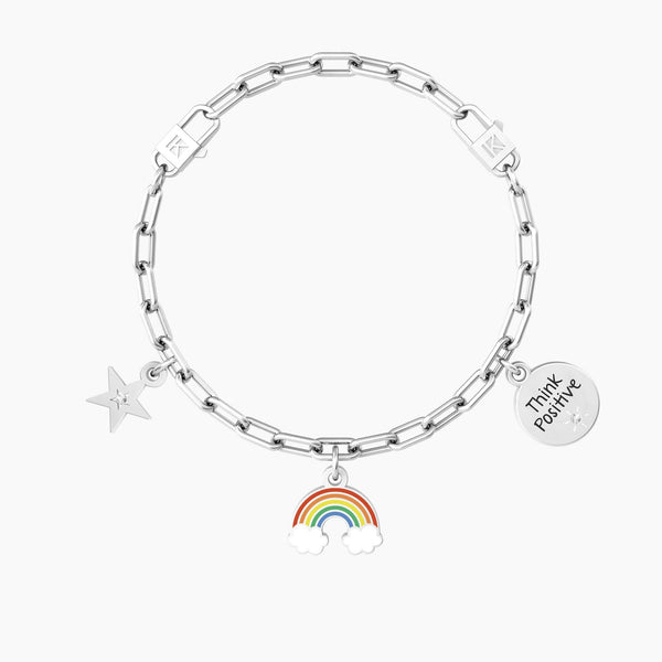 Bracciale regolabile con ciondoli arcobaleno e stella ARCOBALENO | THINK POSITIVE - Gioielleria Fondente