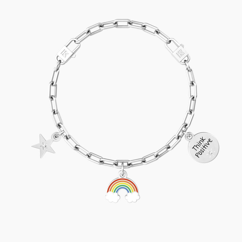 Bracciale regolabile con ciondoli arcobaleno e stella ARCOBALENO | THINK POSITIVE - Gioielleria Fondente