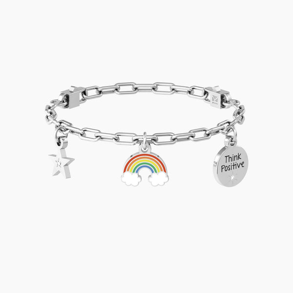 Bracciale regolabile con ciondoli arcobaleno e stella ARCOBALENO | THINK POSITIVE - Gioielleria Fondente