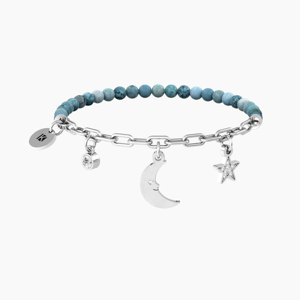 Bracciale con catena, agata azzurra e ciondoli LUNA | SOGNI - Gioielleria Fondente