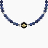 Bracciale elastico uomo con agata blu e rosa dei venti ROSA DEI VENTI | LIBERO ED INTREPIDO - Gioielleria Fondente