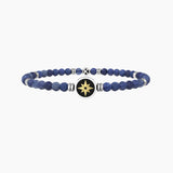 Bracciale elastico uomo con agata blu e rosa dei venti ROSA DEI VENTI | LIBERO ED INTREPIDO - Gioielleria Fondente