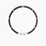 Bracciale elastico uomo con ematite grigia e perle "Tre Desideri" - Gioielleria Fondente