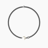 Bracciale elastico uomo con sfere in gunmetal e perla "One in a million" - Gioielleria Fondente