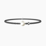 Bracciale elastico uomo con sfere in gunmetal e perla "One in a million" - Gioielleria Fondente