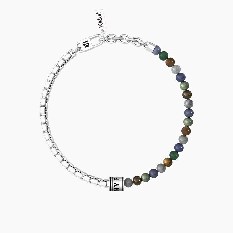 Bracciale uomo famiglia con catena e pietre naturali multicolor MY FAMILY - Gioielleria Fondente