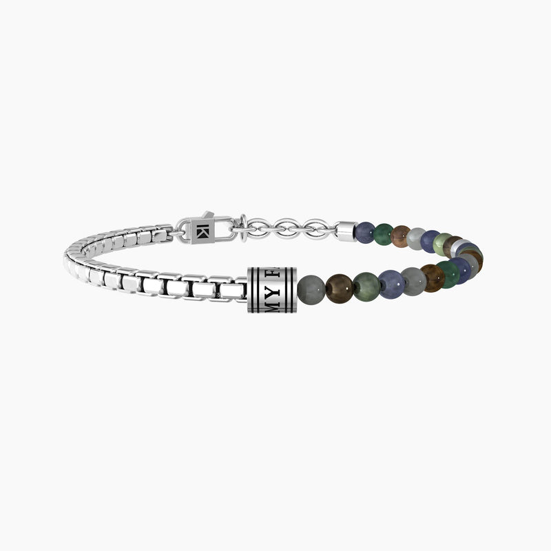 Bracciale uomo famiglia con catena e pietre naturali multicolor MY FAMILY - Gioielleria Fondente