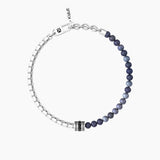 Bracciale uomo con catena e dumortierite blu "Equilibrio" - Gioielleria Fondente