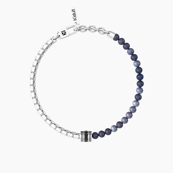 Bracciale uomo con catena e dumortierite blu "Equilibrio" - Gioielleria Fondente