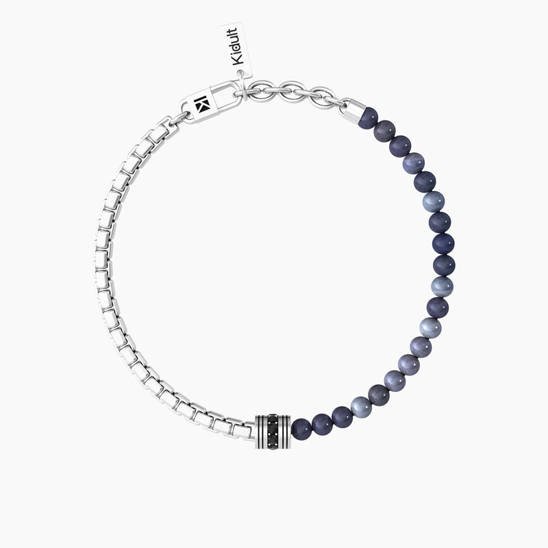 Bracciale uomo con catena e dumortierite blu "Equilibrio" - Gioielleria Fondente
