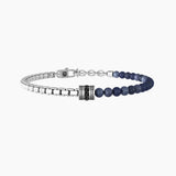 Bracciale uomo con catena e dumortierite blu "Equilibrio" - Gioielleria Fondente