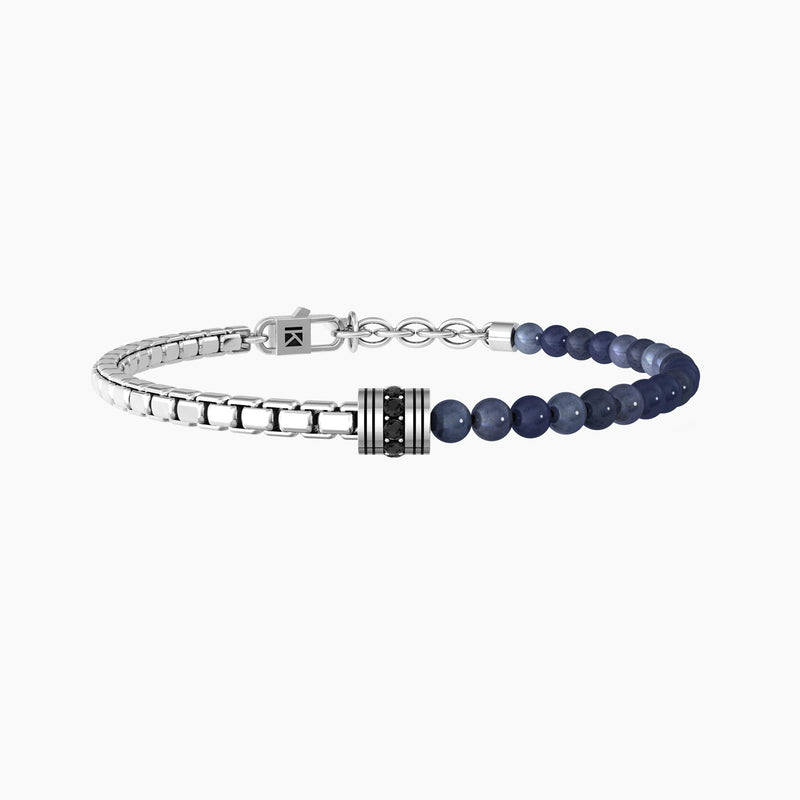 Bracciale uomo con catena e dumortierite blu "Equilibrio" - Gioielleria Fondente
