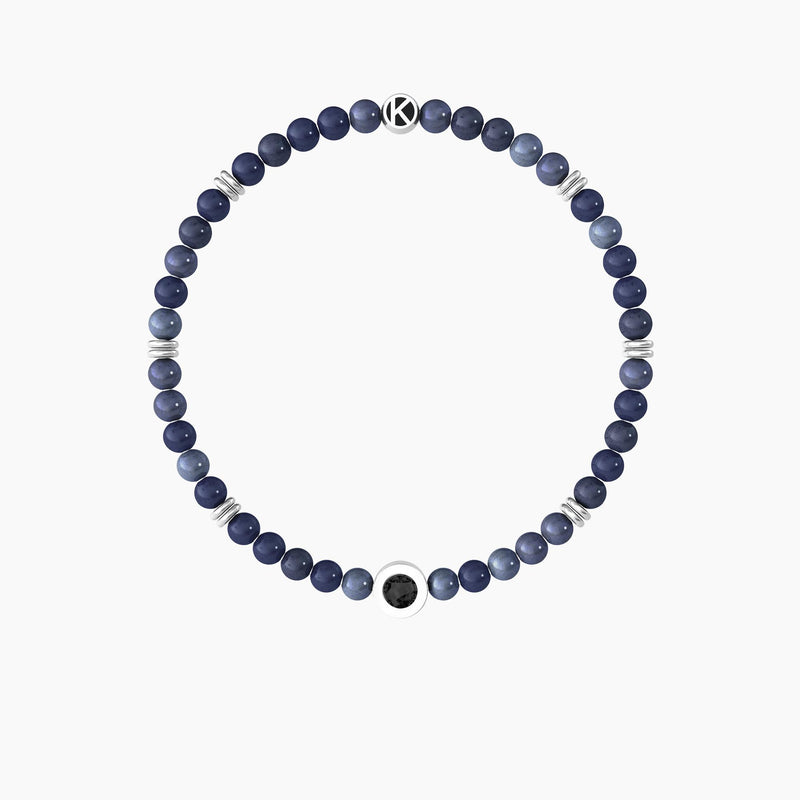 Bracciale uomo con dumortierite blu e cristalli "Unicità" - Gioielleria Fondente