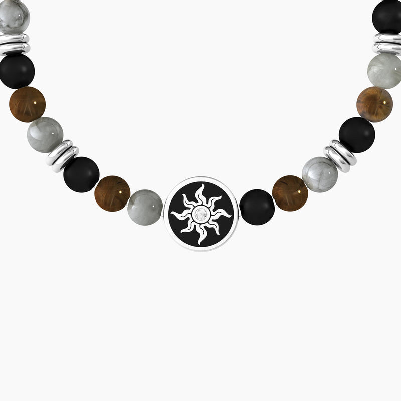 Bracciale uomo con pietre naturali multicolor, cristalli e sole "Sole | New beginning" - Gioielleria Fondente