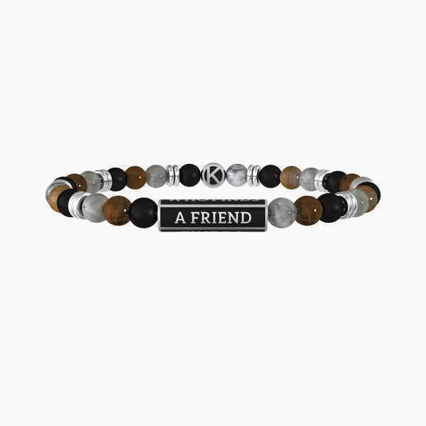 Bracciale amicizia uomo con pietre naturali "Who finds a friend finds a treasure" - Gioielleria Fondente