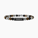 Bracciale amicizia uomo con pietre naturali "Who finds a friend finds a treasure" - Gioielleria Fondente