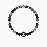 Bracciale elastico per il papà con agata blu e ancora ANCORA | PAPÀ SEI LA MIA FORZA - Gioielleria Fondente
