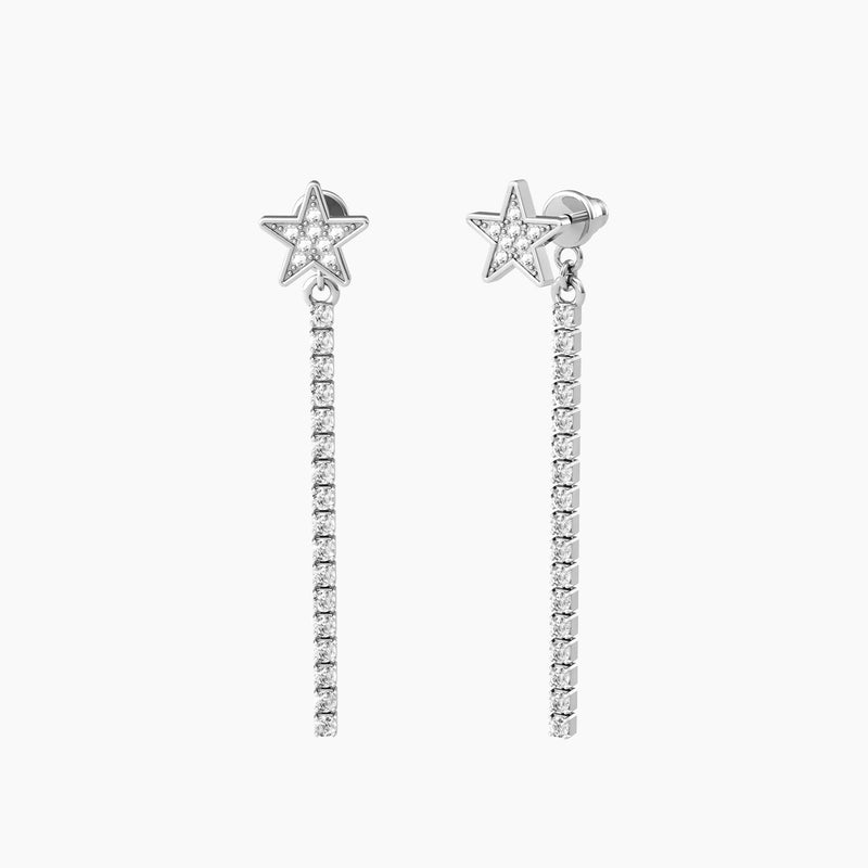 Orecchini a stella pendenti con tennis di cristalli bianchi "Stella | Grazie amica" - Gioielleria Fondente