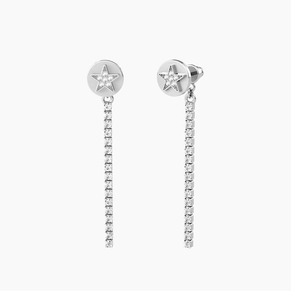Orecchini a lobo tondi con stelle e tennis di cristalli "Cuori e stelle" - Gioielleria Fondente
