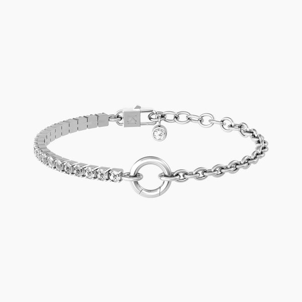 Bracciale in acciaio con zirconi DUETTO - Gioielleria Fondente