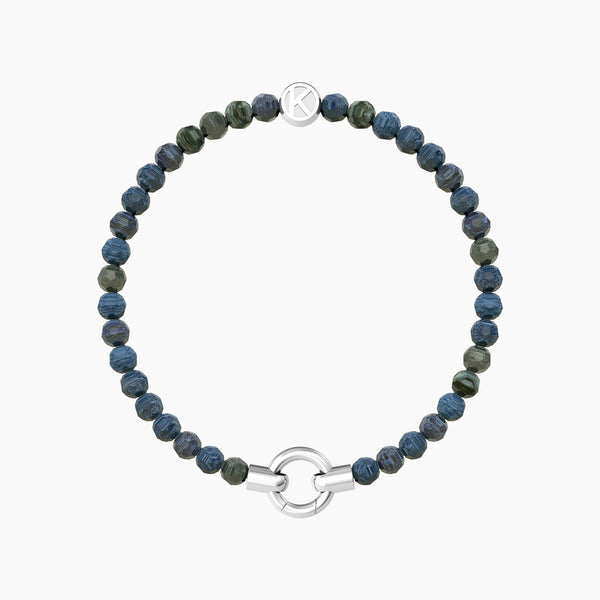 Bracciale in acciaio con agata azzurra striata MAMANONMAMA - Gioielleria Fondente