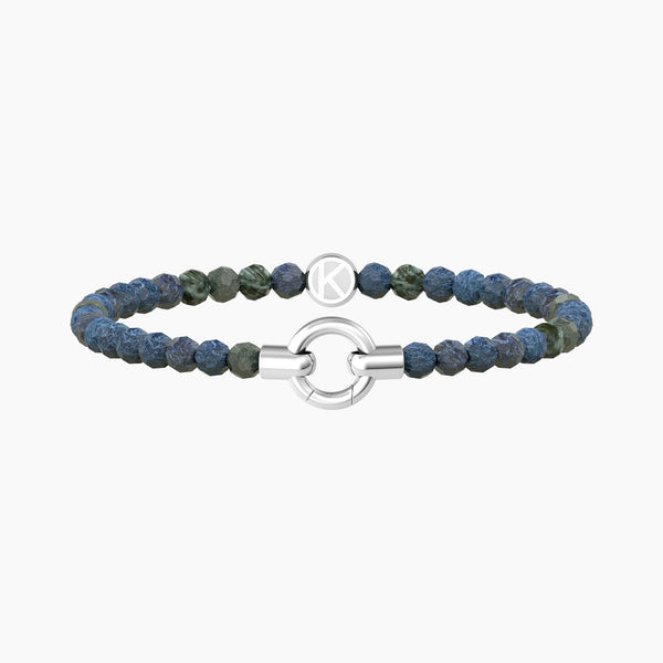 Bracciale in acciaio con agata azzurra striata MAMANONMAMA - Gioielleria Fondente