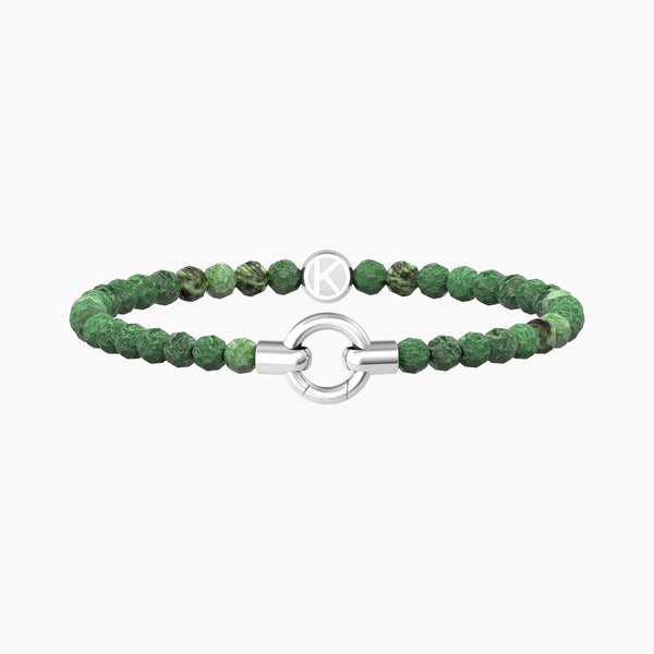 Bracciale in acciaio con agata verde striata MAMANONMAMA - Gioielleria Fondente