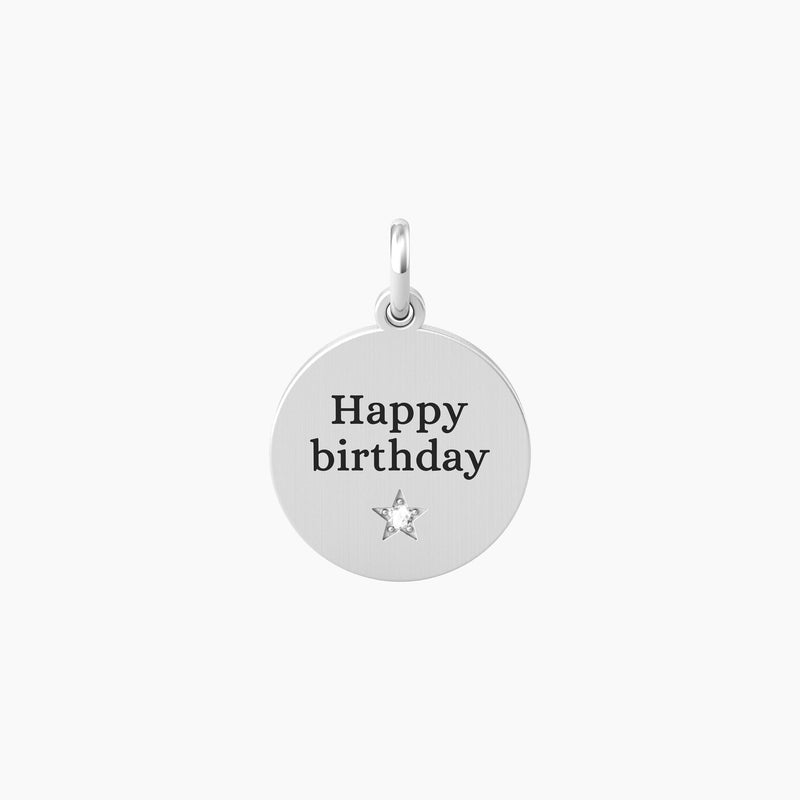 Ciondolo tondo happy birthday con cristallo HAPPY BIRTHDAY - Gioielleria Fondente