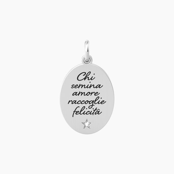 Ciondolo ovale con frase amore AMORE | FELICITÀ - Gioielleria Fondente