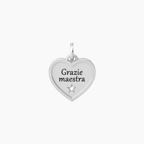 Ciondolo cuore con scritta grazie maestra CUORE | GRAZIE MAESTRA - Gioielleria Fondente