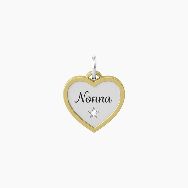 Ciondolo cuore con scritta nonna e cristallo NONNA | DOLCEZZA - Gioielleria Fondente