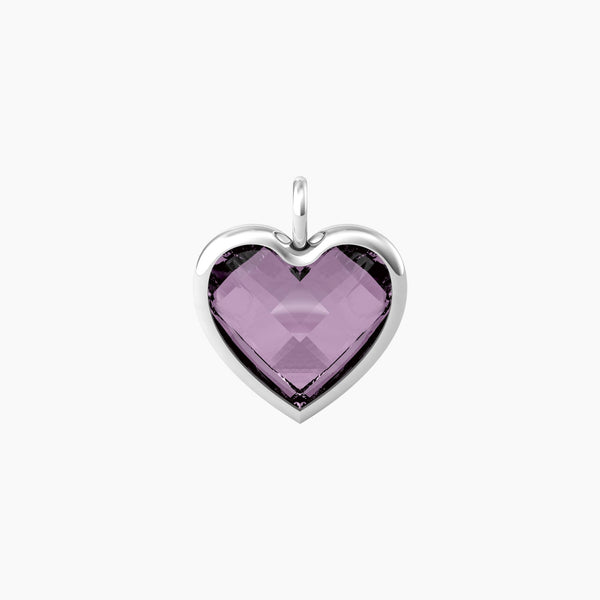 Ciondolo grande a cuore in glass viola ENERGIA | VITA - Gioielleria Fondente