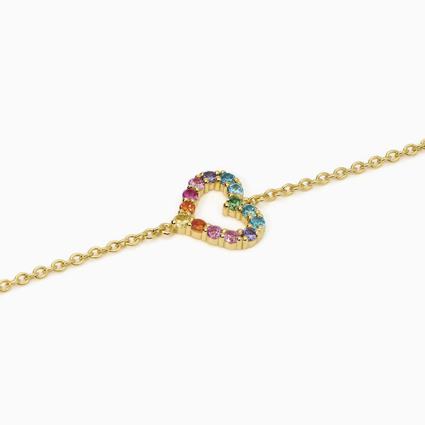 Bracciale donna in argento placcato oro con cuore HAPPY LOVE - Gioielleria Fondente