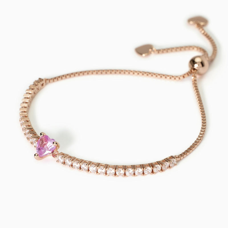 Bracciale in argento placcato oro rosa con tormalina sintetica ROUGE - Gioielleria Fondente