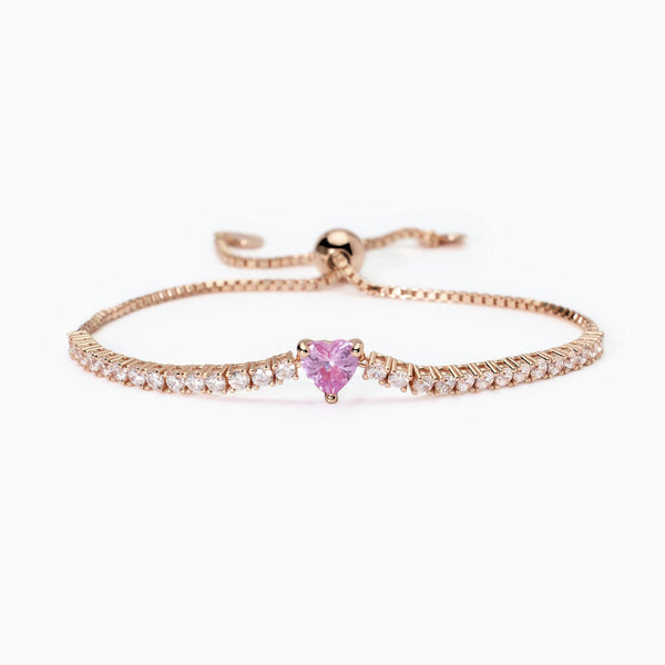 Bracciale in argento placcato oro rosa con tormalina sintetica ROUGE - Gioielleria Fondente