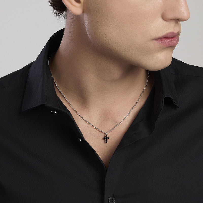 Collana uomo in argento con croce Mystical