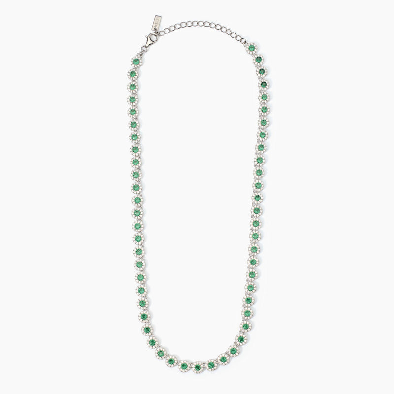 Girocollo tennis in argento con smeraldi e zirconi MILANESIENNE - Gioielleria Fondente
