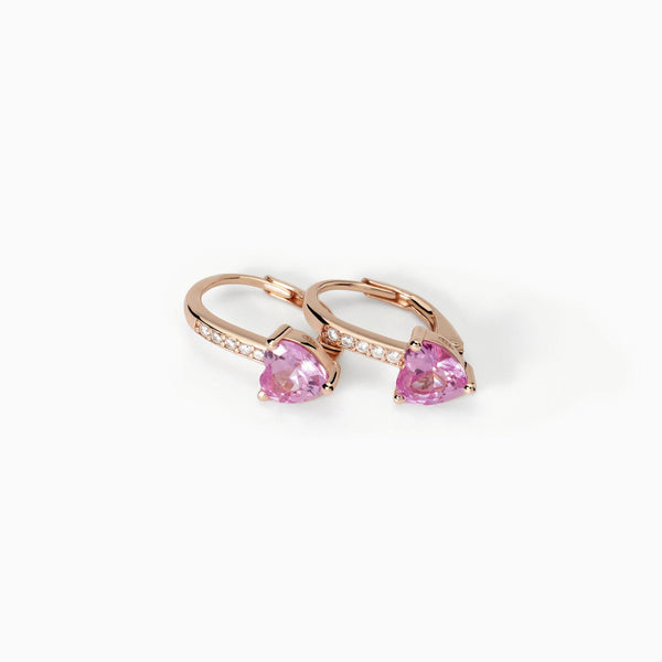 Orecchini in argento placcato oro rosa con tormalina sintetica ROUGE - Gioielleria Fondente