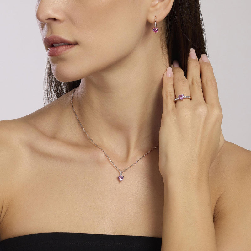 Orecchini in argento placcato oro rosa con tormalina sintetica ROUGE - Gioielleria Fondente