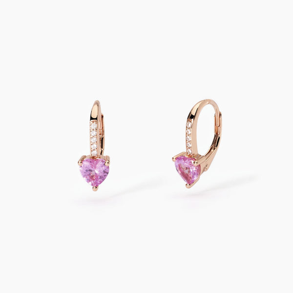 Orecchini in argento placcato oro rosa con tormalina sintetica ROUGE - Gioielleria Fondente