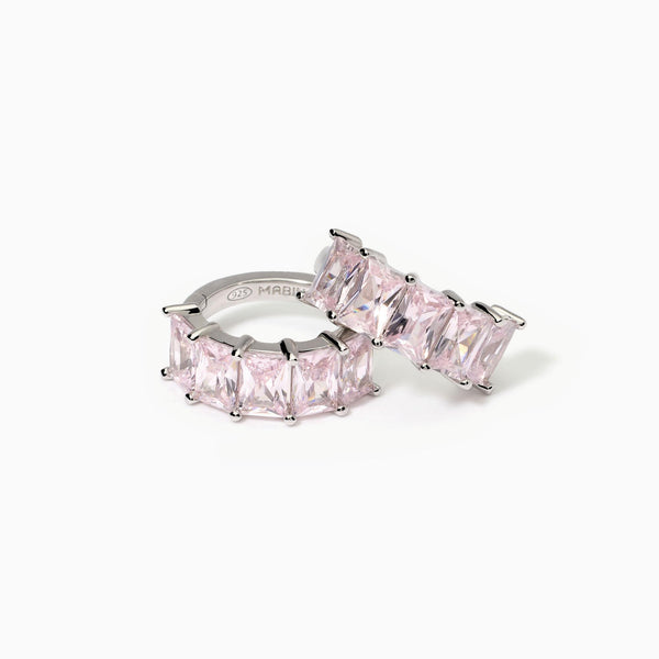 Orecchini in argento con zirconi rosa VALENTINA - Gioielleria Fondente