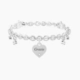 Bracciale regolabile con cuore e cristalli CUORE | GRAZIE