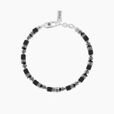 Bracciale uomo con agata grigia e pietre LIFE IS NOW