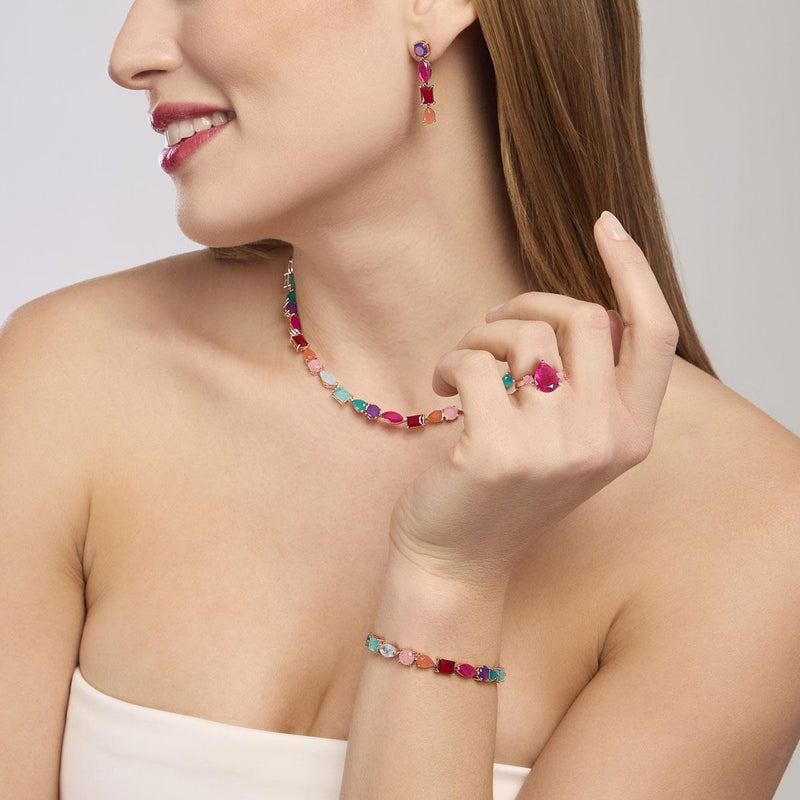Anello con fusion stone rosa SANTORINI