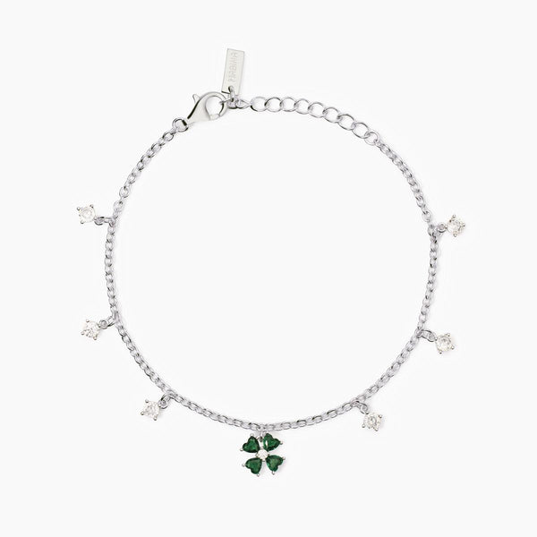 Bracciale in argento con quadrifoglio CERCAMI