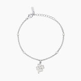 Bracciale in argento con catena e quadrifoglio BUONA FORTUNA