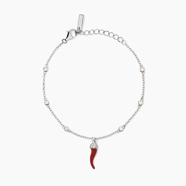 Bracciale in argento con cornetto smaltato OVER THE LUCK