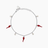 Bracciale in argento con ciondoli cornetto OVER THE LUCK